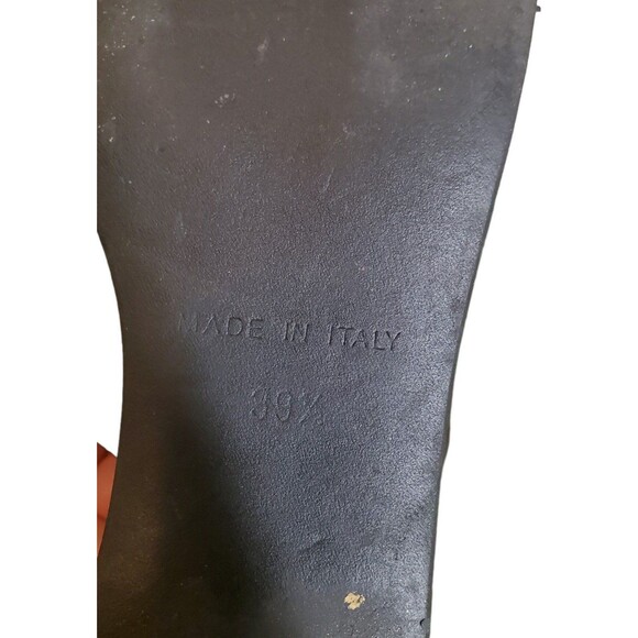 Vicini Tapeet Leather Sandals Alligator Embossed Slide Wedge Shoes Black 39.5/9 - Picture 6 of 7